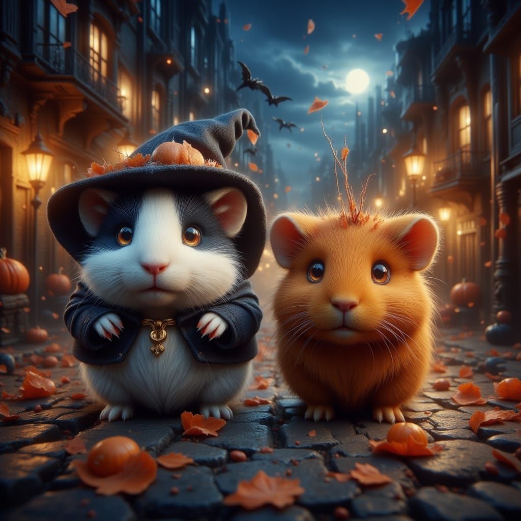 Halloween Guinea Pigs Seek Veggies at Night