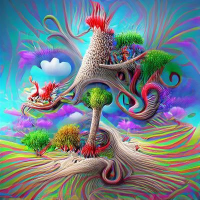 Dr Seuss tree 8K 3D artwork beautiful surrealism psychedelic