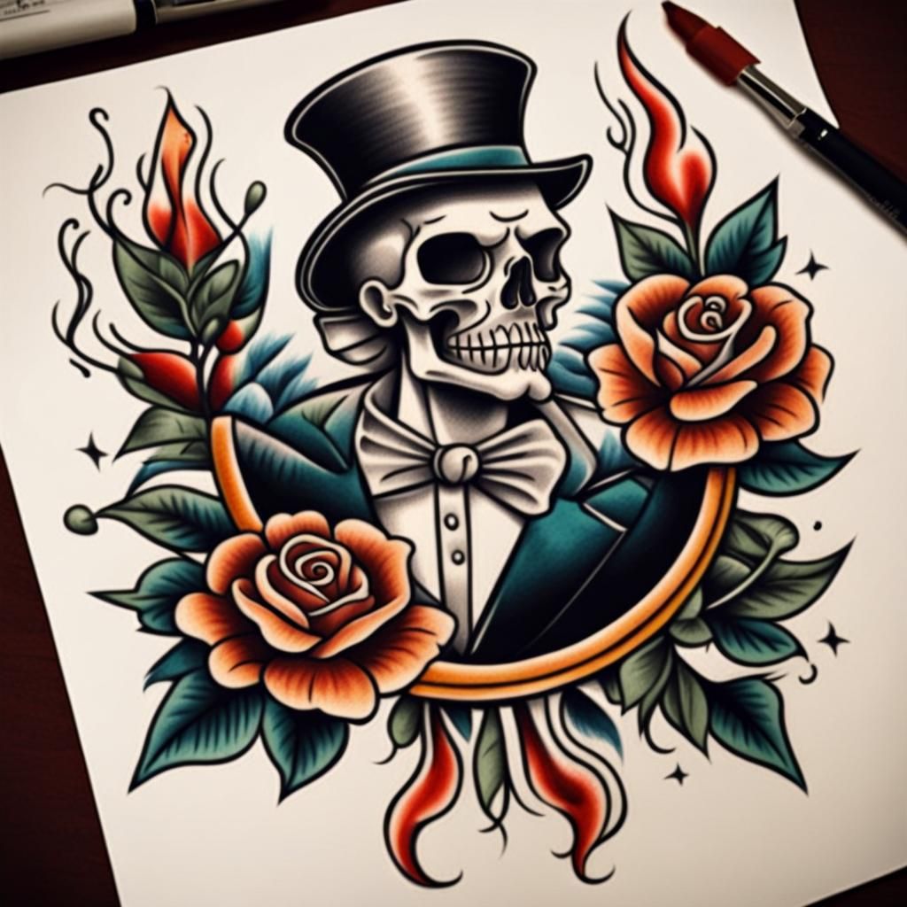 a American traditional style tattoo design 
