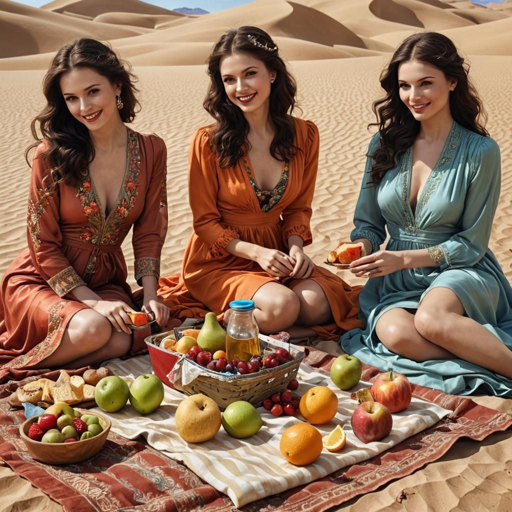 Desert Picnic with Surrealist Landscape