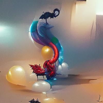 Dragon sitting on balloons