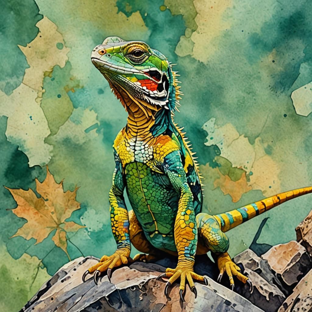 Eastern collared lizard, watercolor art style.