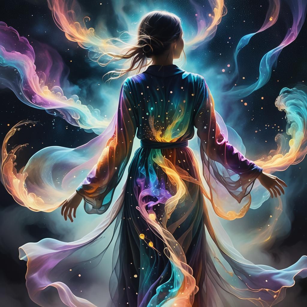 a woman walking into the void
