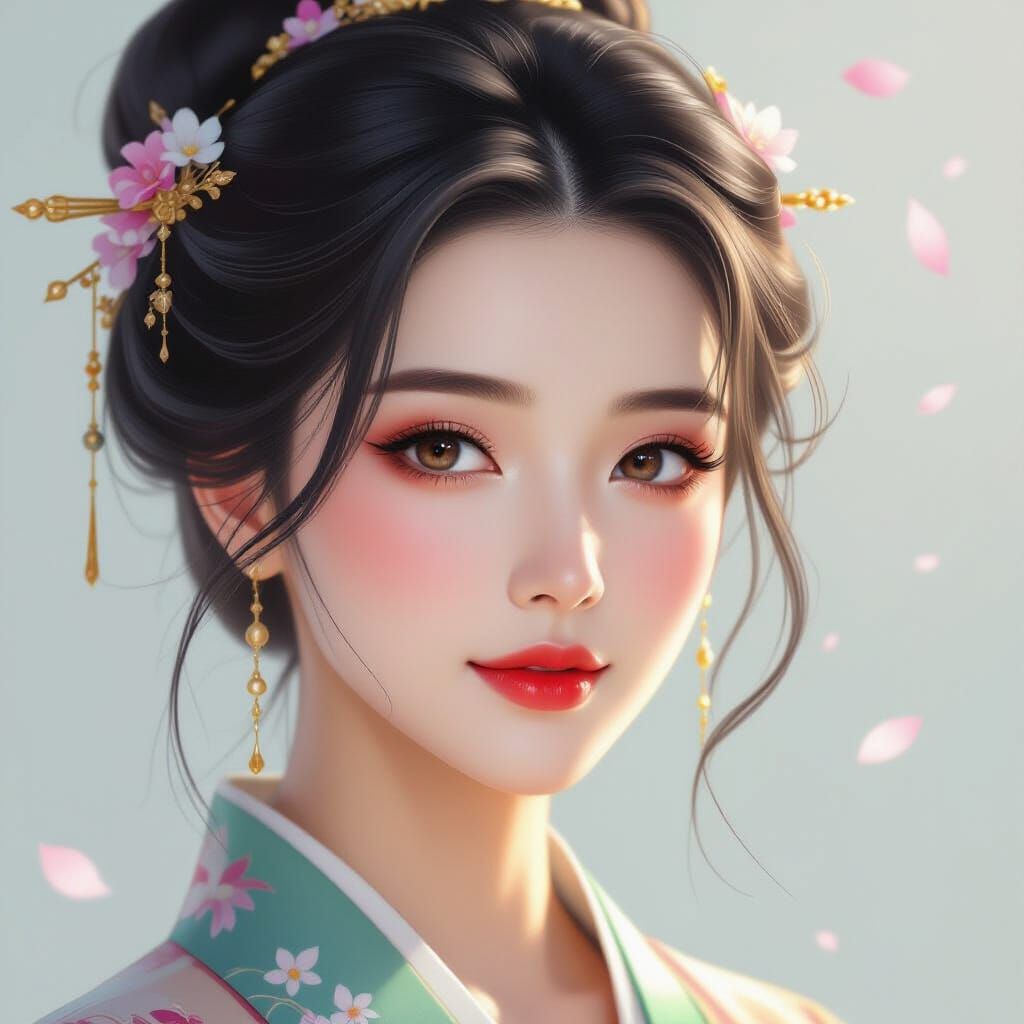 Elegant Chinese Woman With Hopeful Gaze