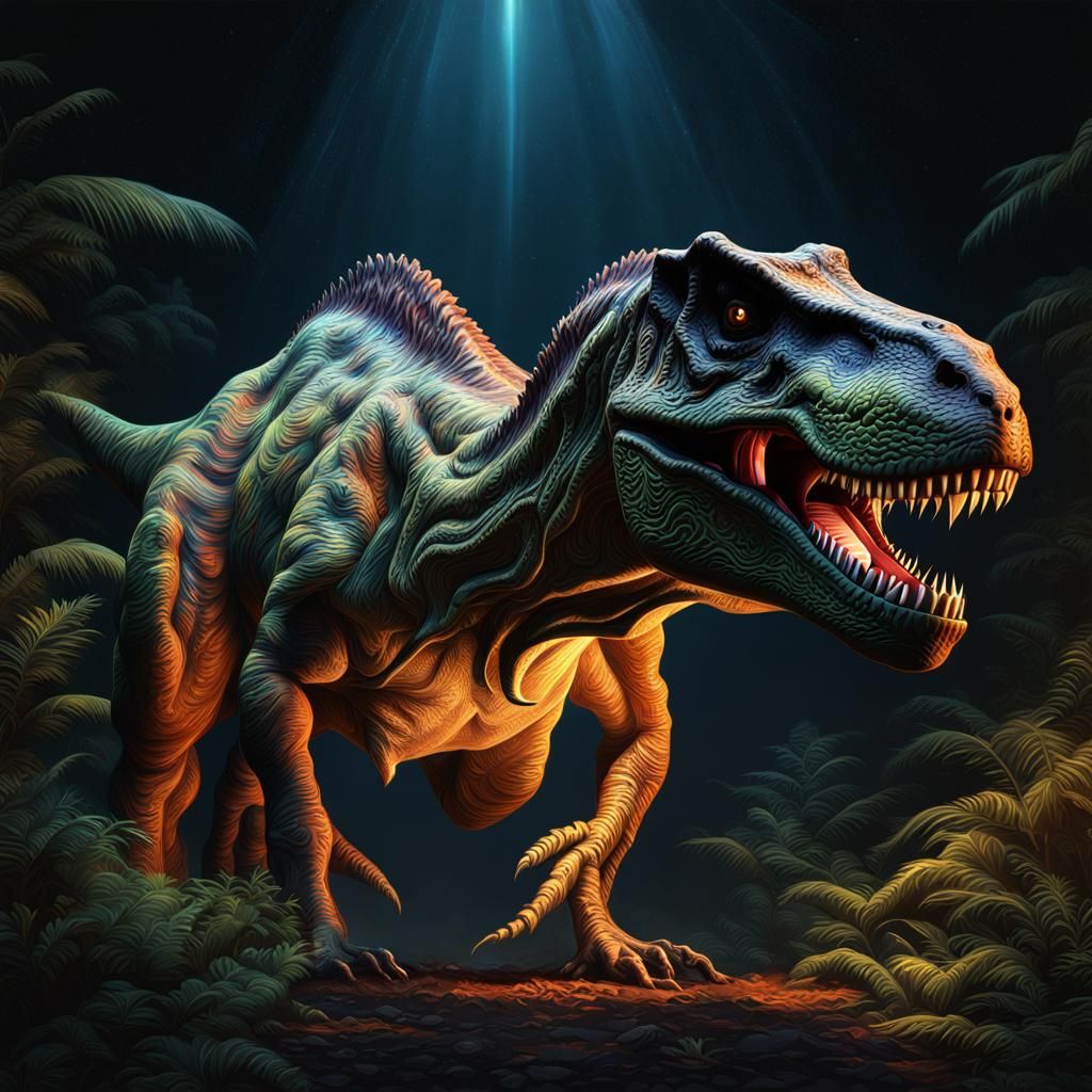 A t-Rex charging