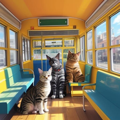 Whimsical Bus Transports Happy Pets in Vibrant Colors