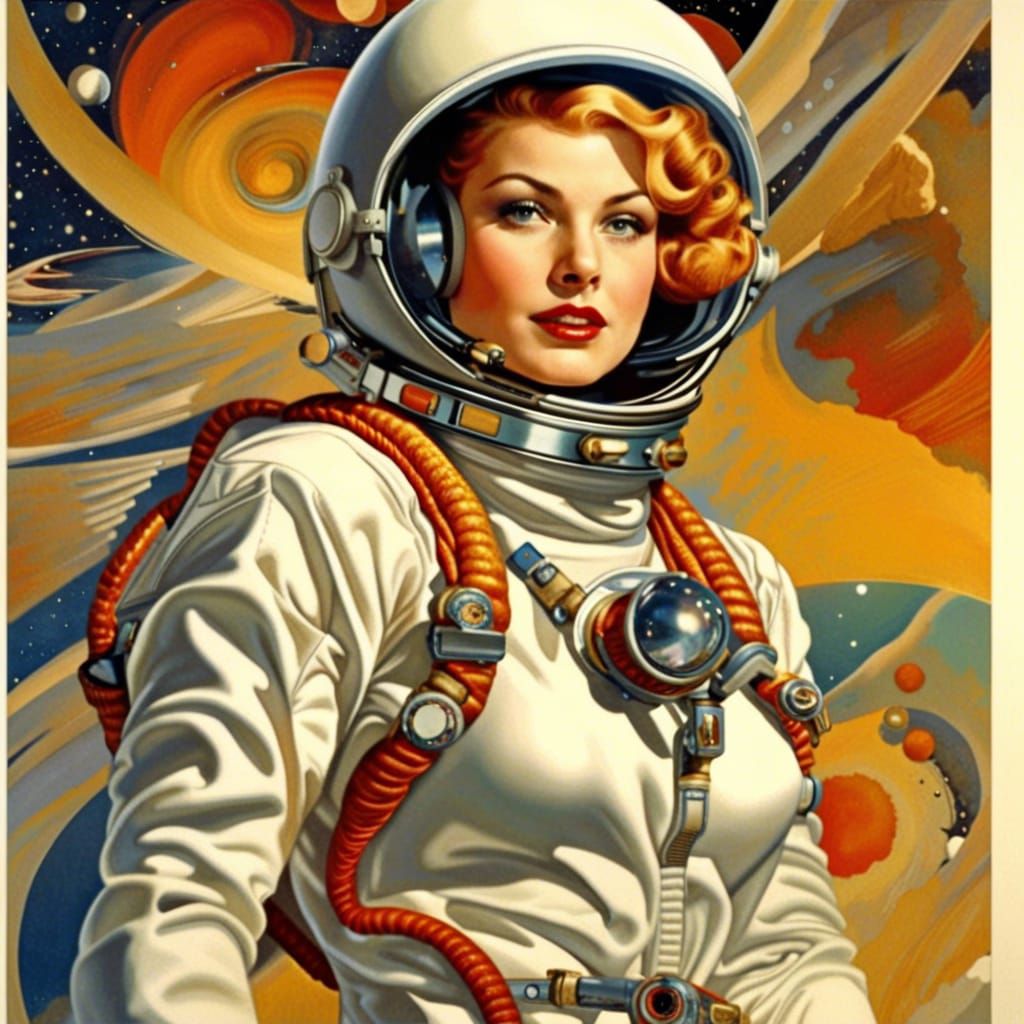 beautiful woman astronaut, full body, vibrant, perfect body, perfect ...