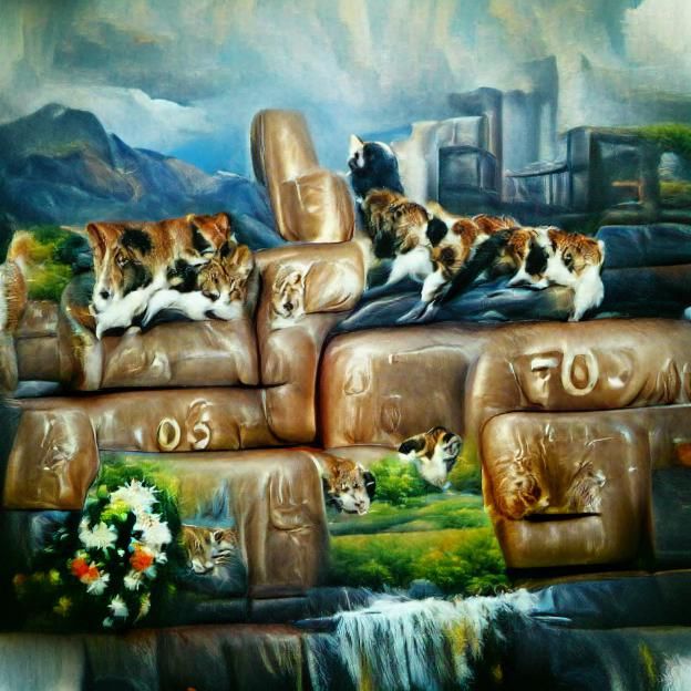 Cats on sofas.
