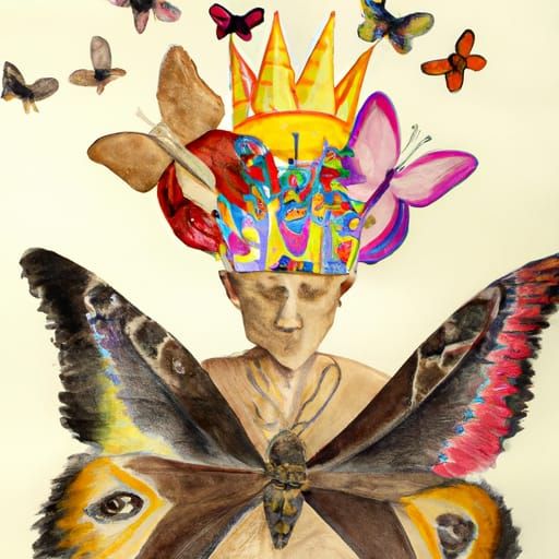 Watercolor and pencil drawing of mental health demons and bu...