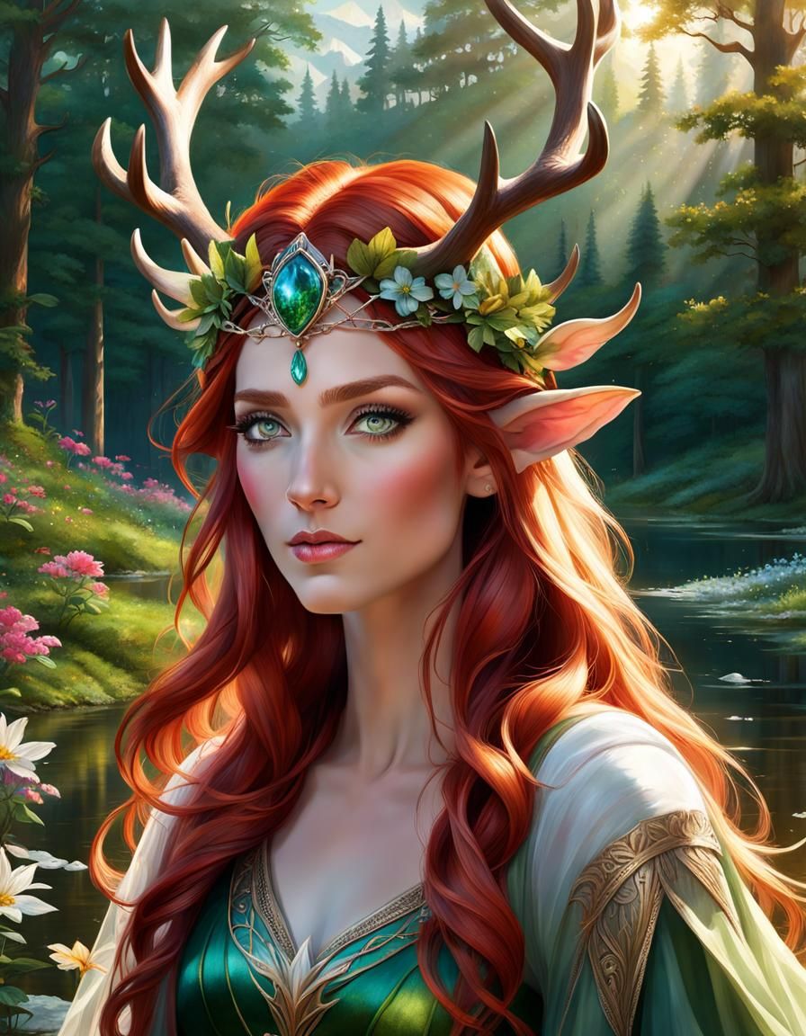 Emerald Elven Princess III - AI Generated Artwork - NightCafe Creator