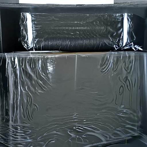 large sheet of white latex on black shower tiles with bubble...