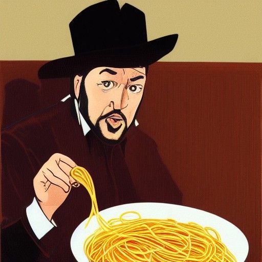 Dutch Van Der Linde eating a bowl of spaghetti