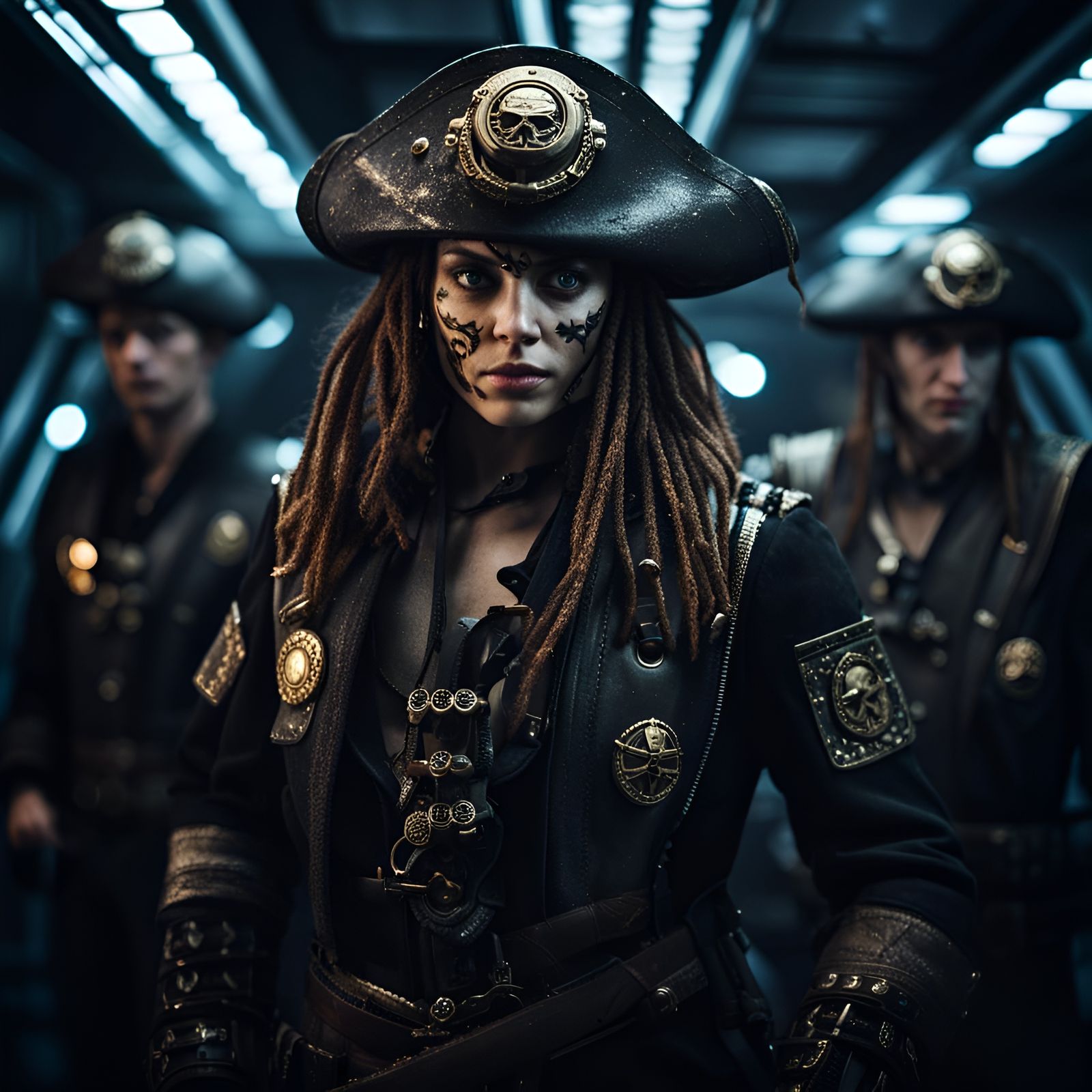 Space pirate Captain and her crew  by @avionesplateados 