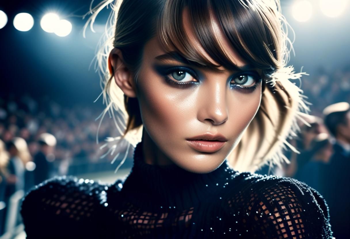 High-Fashion Supermodel Exudes Elegance on the Catwalk