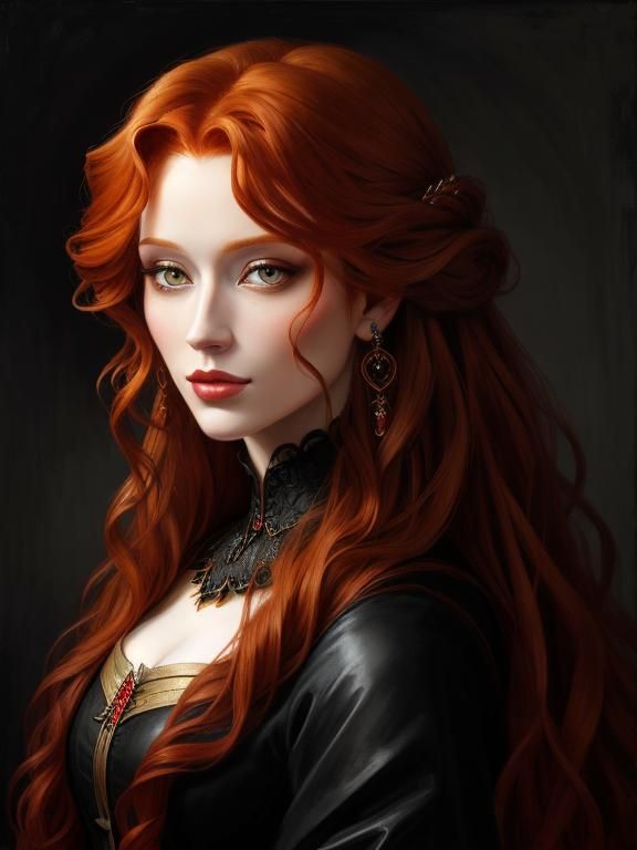 Tenebrism portrait painting of a woman  by @Morrighan