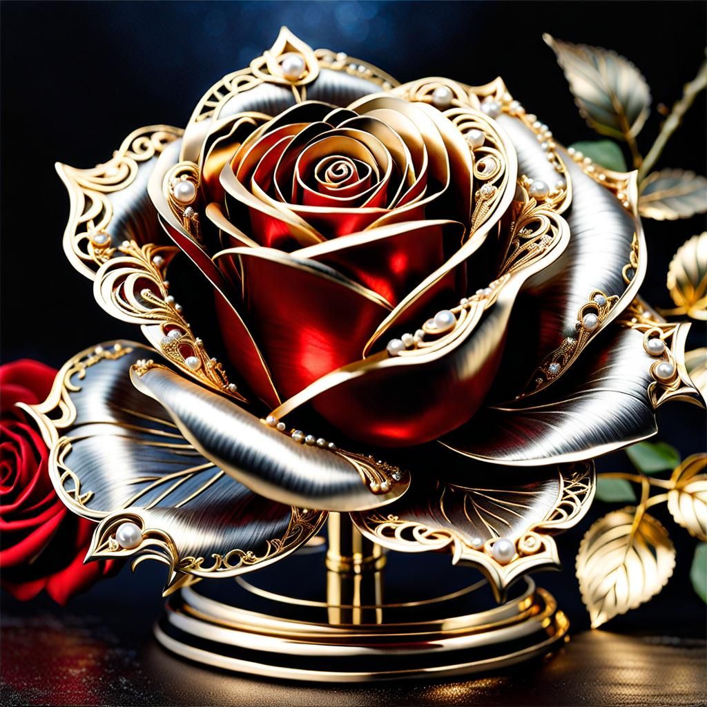 Beautiful Metal Rose - AI Generated Artwork - NightCafe Creator