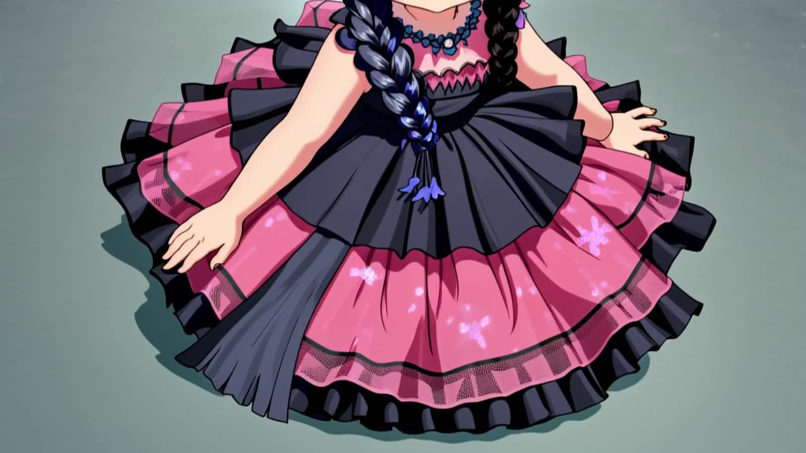 DIAMOND PAINTING KIT: A little girl in summer, kneeling. She has full, curly black hair with a fishtail and side braid, ...