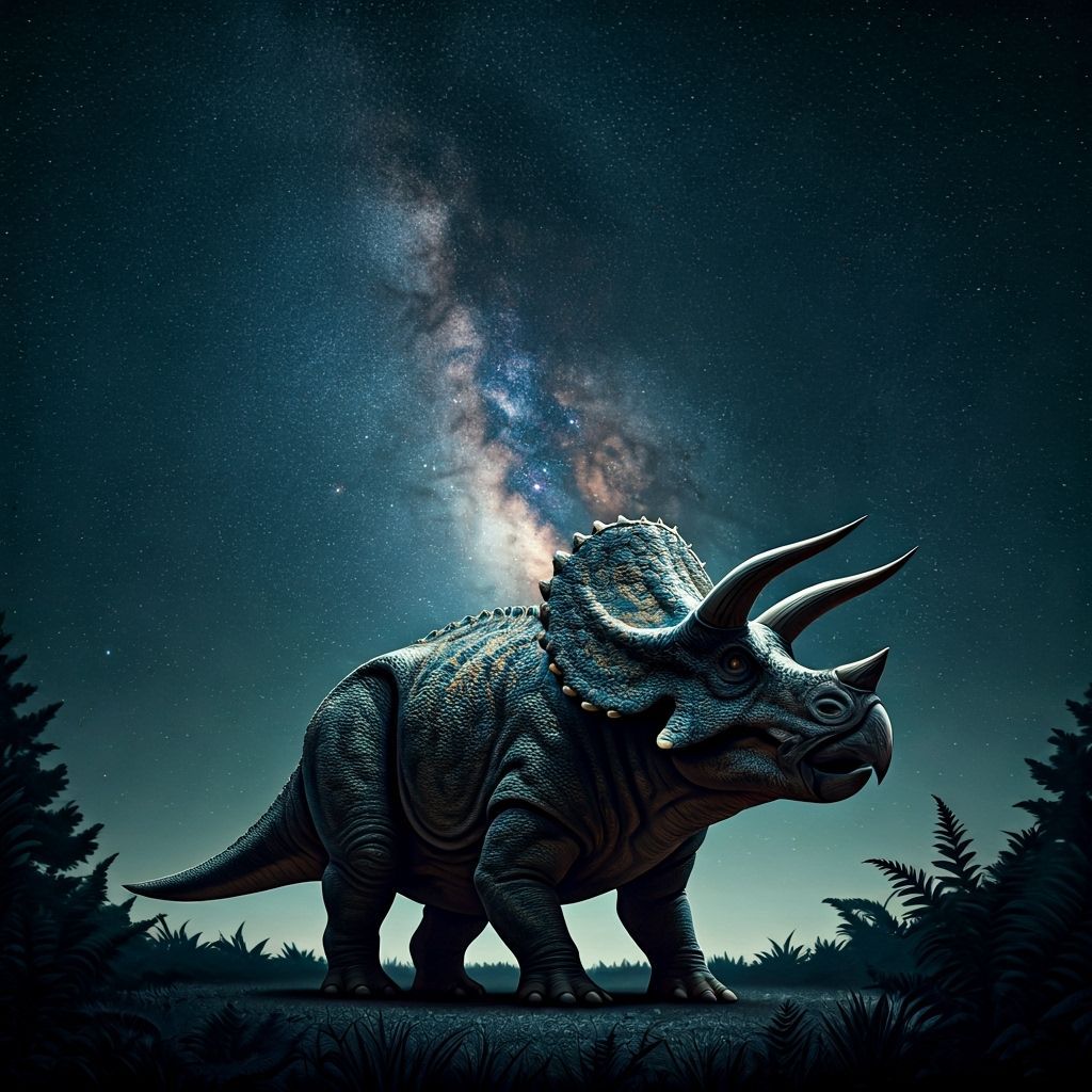 Triceratops under a night sky  by @MrEbano