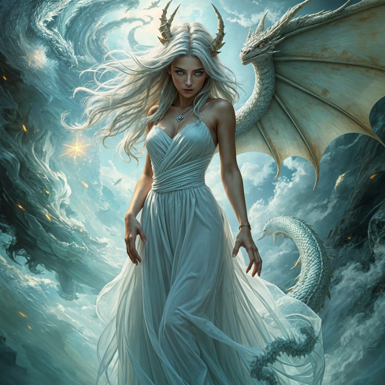 Transformation from woman to dragon