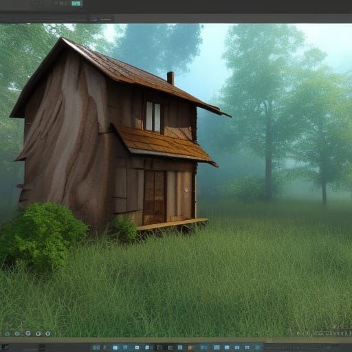 Small house in jungle forest