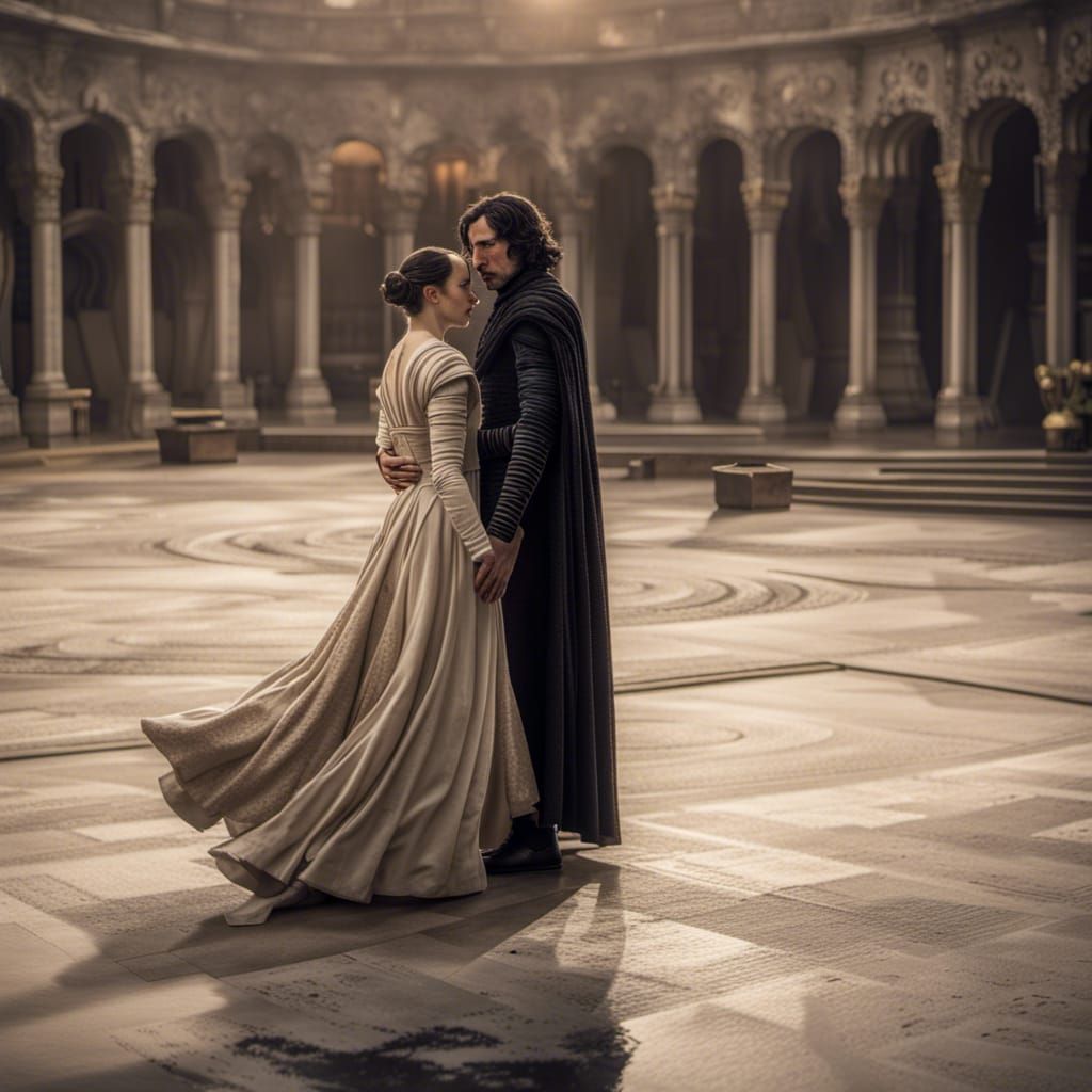 Wedding of Kylo Ren and Rey outside on Naboo