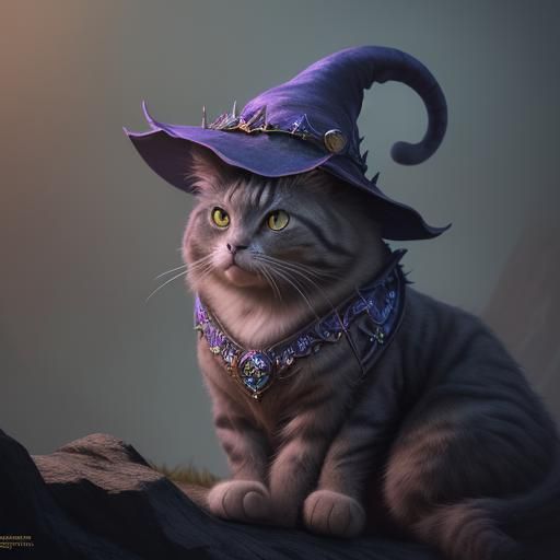 beautiful cat with wizard hat