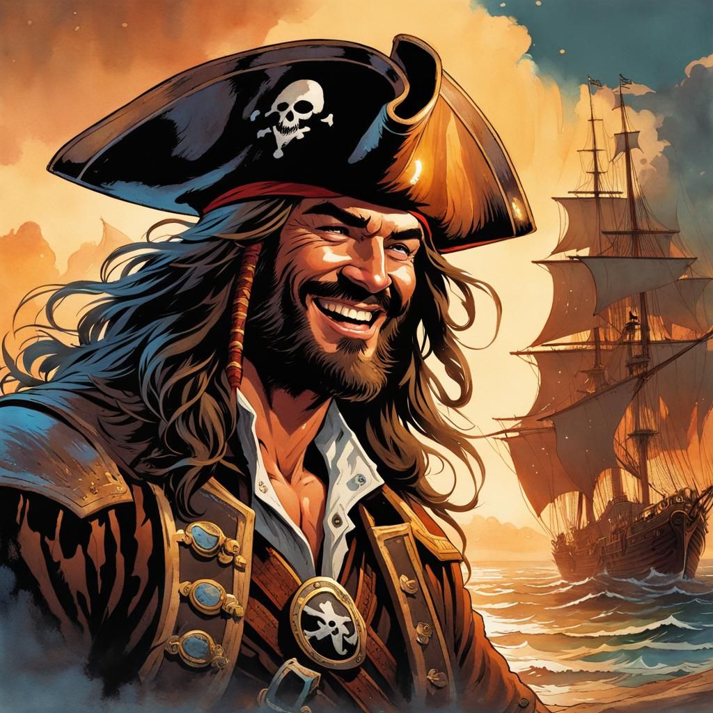 Laughing pirate  by @Captn Cutlass