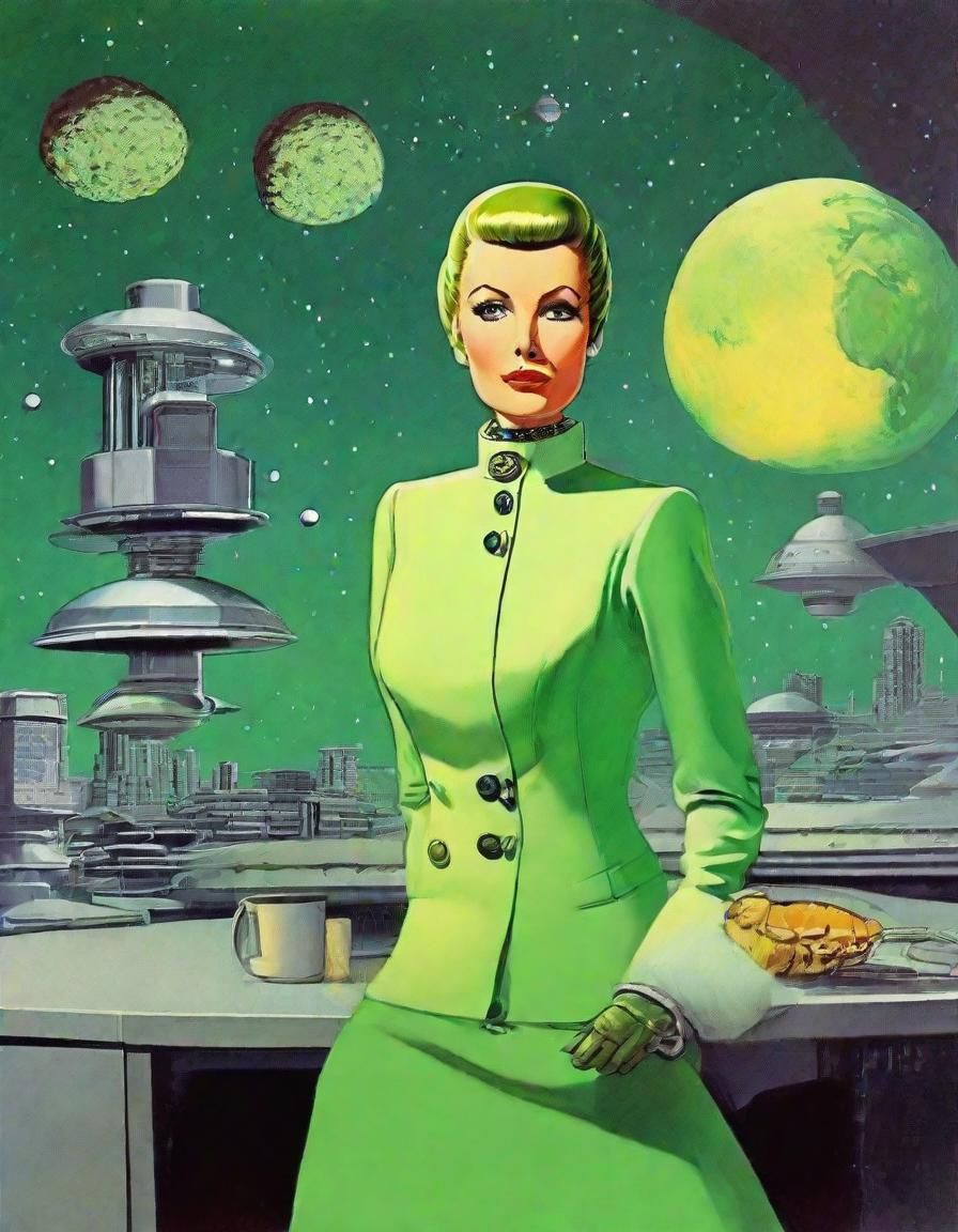 Retrofuturism, female robot with bee hive hair style in Nehr...