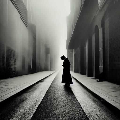 Mysterious Woman in Misty Alley: A Film Noir Scene