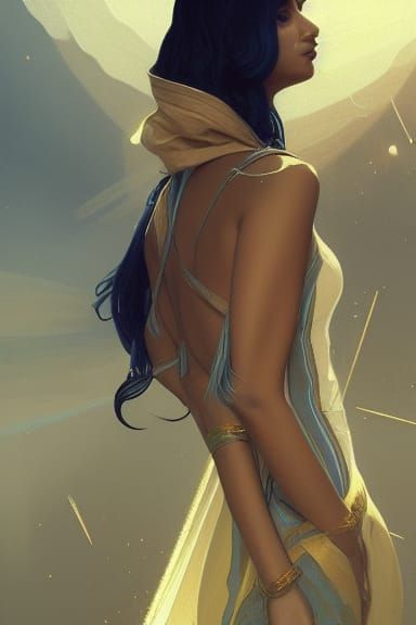 Jameela Jamil meditating, 8k resolution concept art portrait...