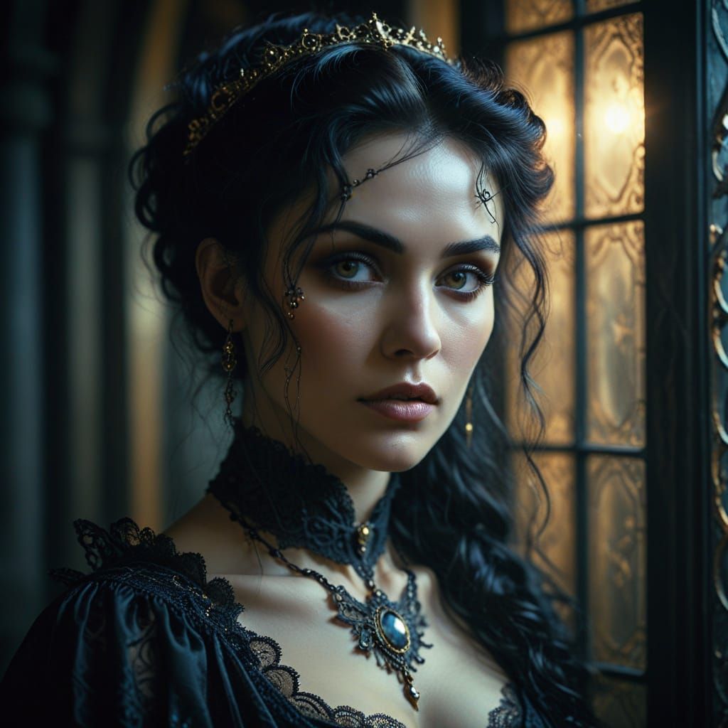 Dark Fantasy Woman Portrait in Luis Royo Style