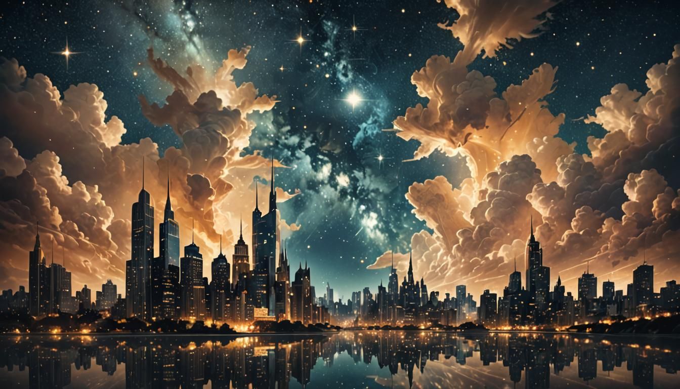 magical cityscape at night