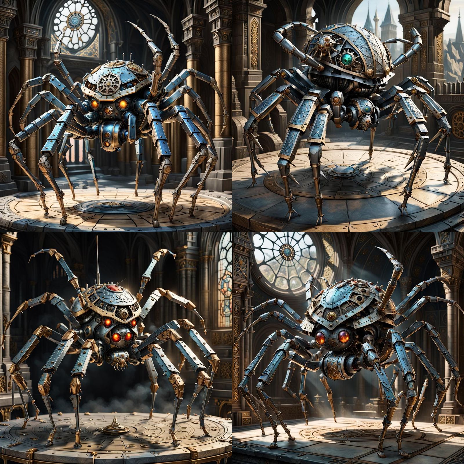 Small mechanical spider (heavy armored, with 8 thin legs), m...