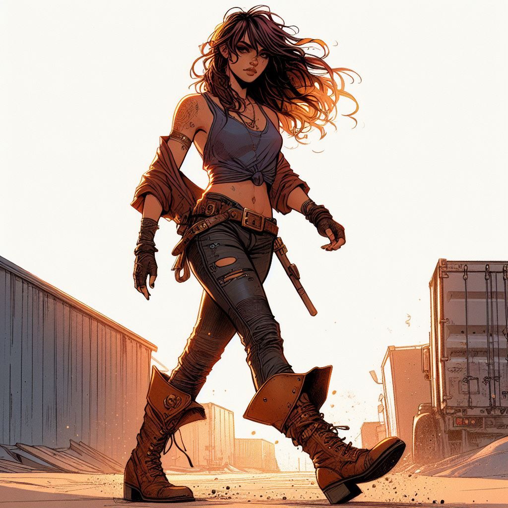 Flared Boots in the Container Yard