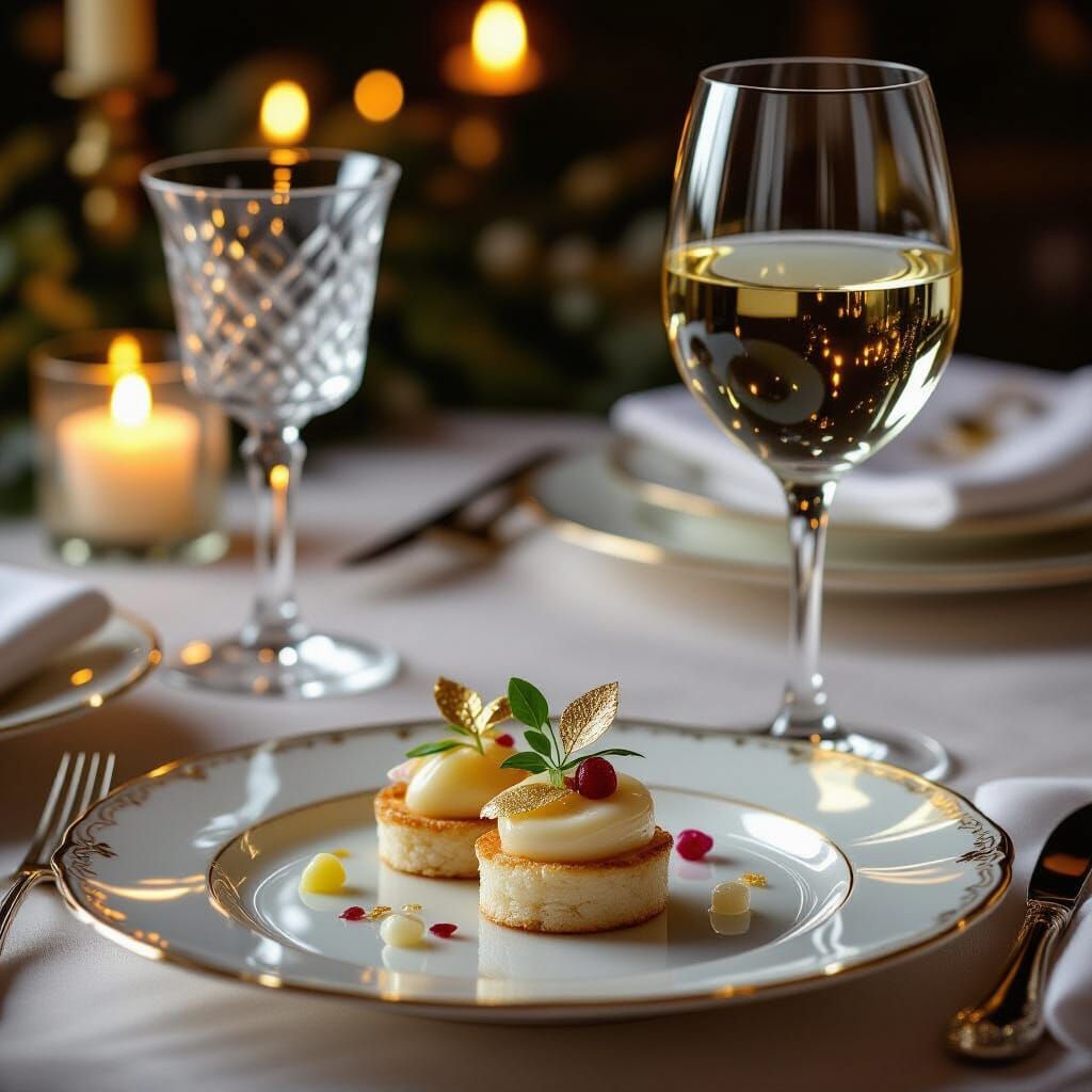 Gourmet Appetizer and White Wine Glass