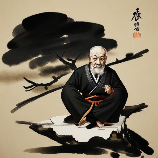 Serene Mountain Hermit in Chinese Ink Painting