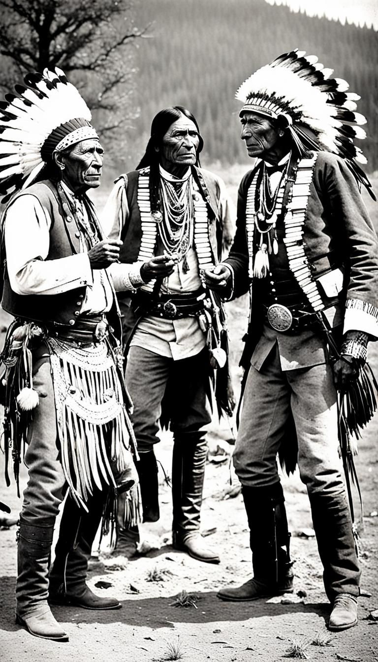 Creative original photo of Indians and cowboys in the wild W...