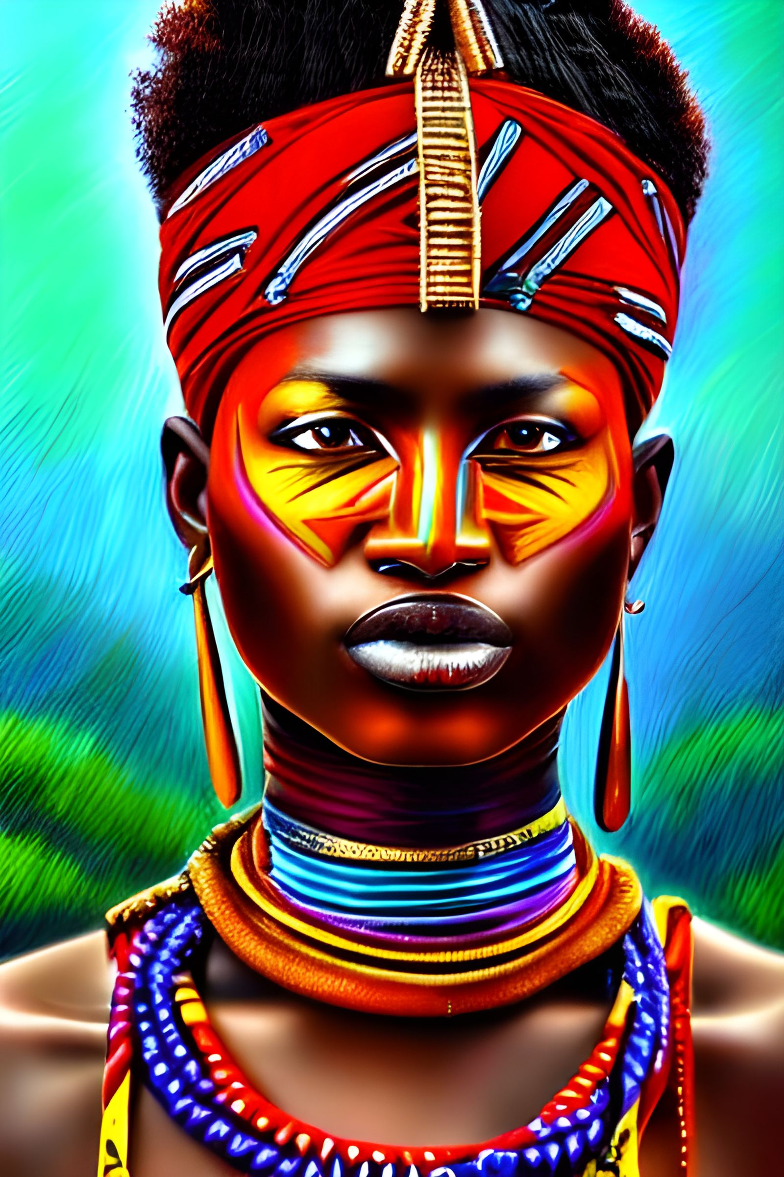 African female Warrior HDR hyperdetailed photorealistic oil ...