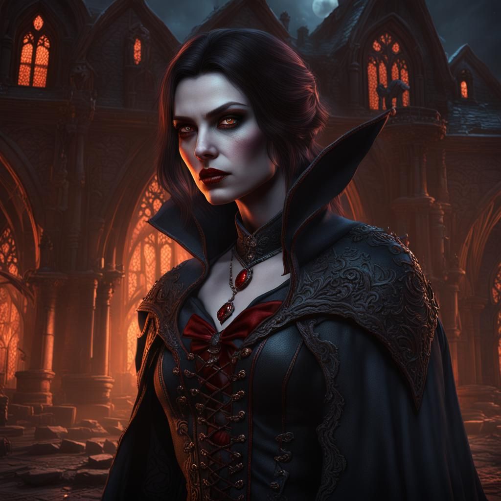Leanna Creel as a brunette female vampire
