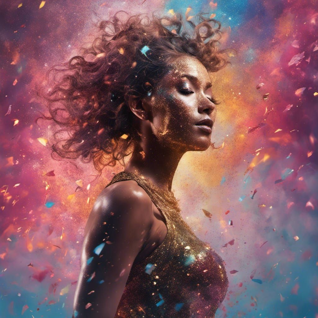 Dancer in a cloud of glitter.