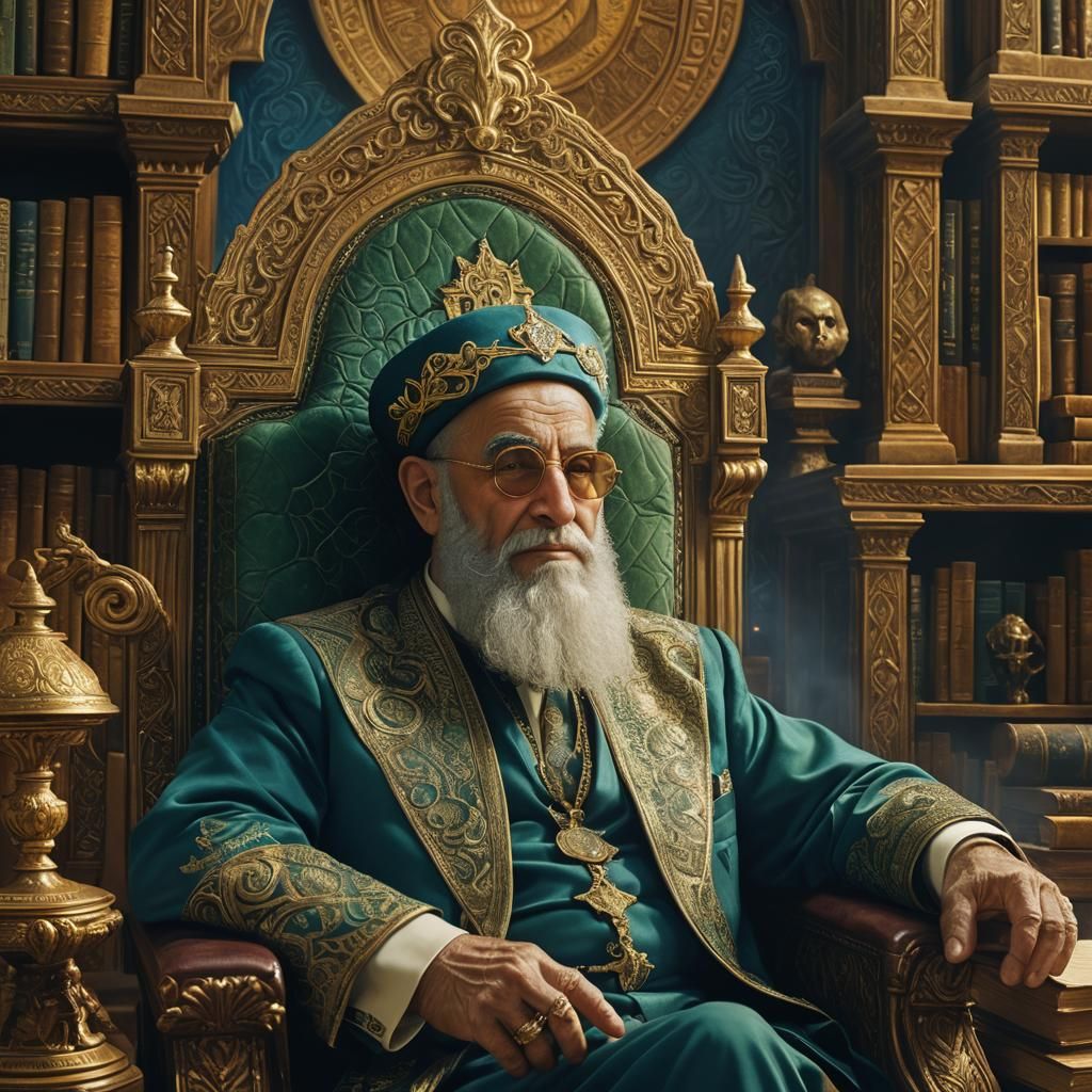 Rabbi Ovadia Yosef Portrait in Fantasy Art Style