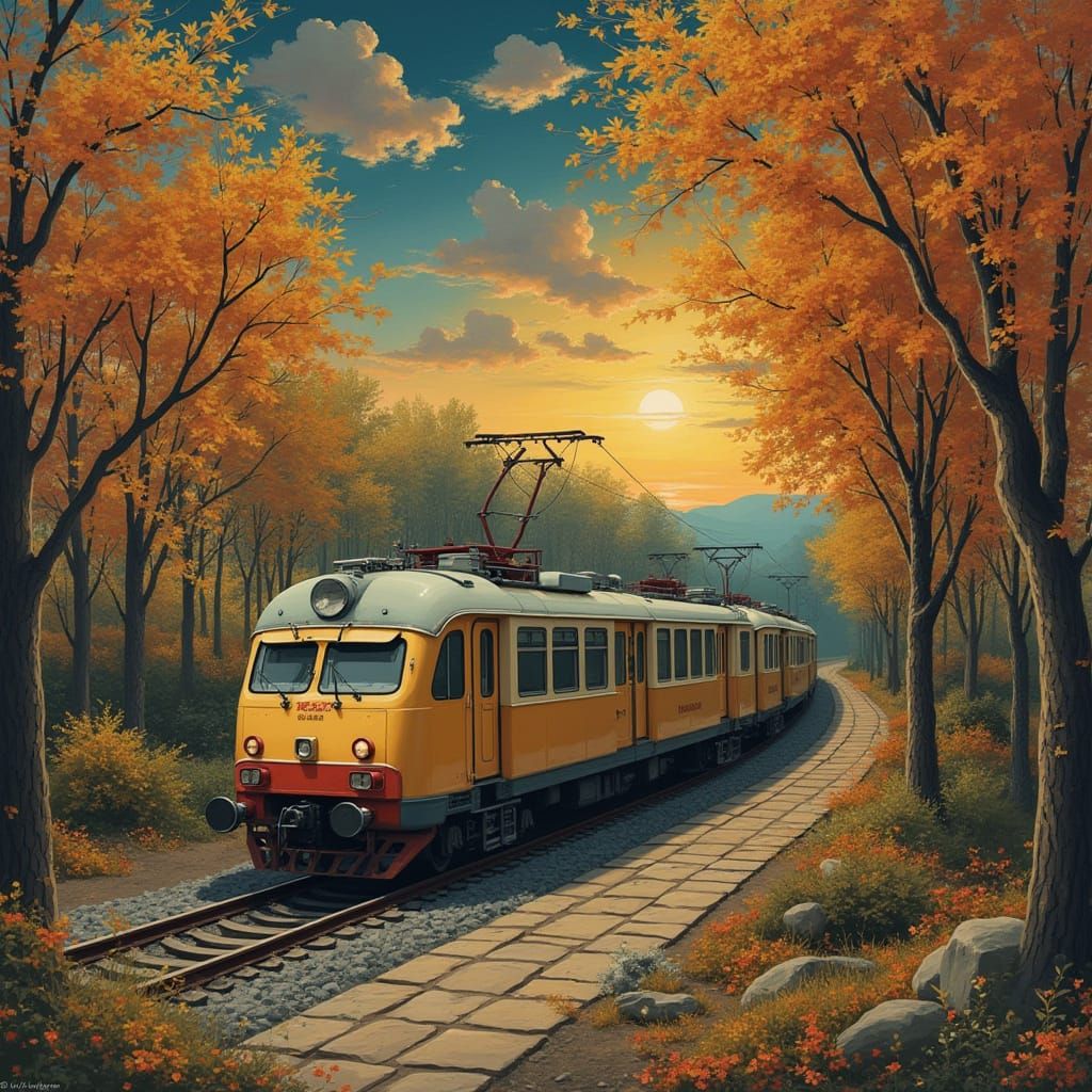 Woman in Landscape, Mixed Artistic Styles