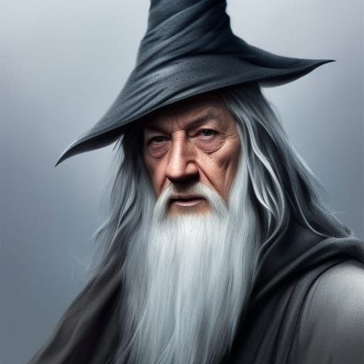 Gandalf The Grey With His Wizards Hat head and shoulders portrait, 8k ...