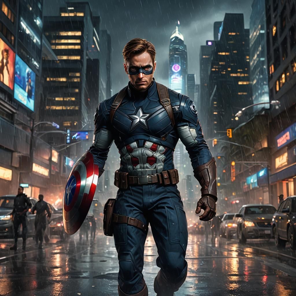 8k Captain america winter soldier realistic standing majesti...