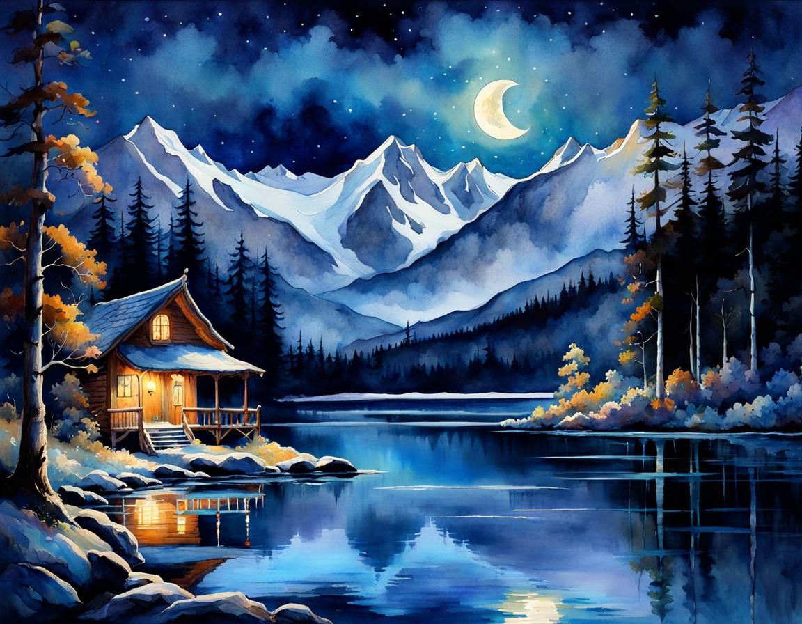 A Night On The Lake - Ai Generated Artwork - Nightcafe Creator