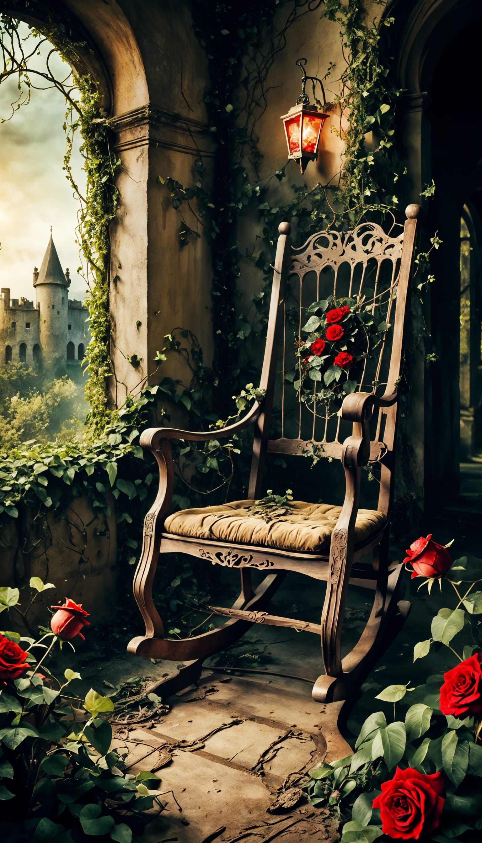 A rocking Chair on the castle Veranda  by @Kasia S-J