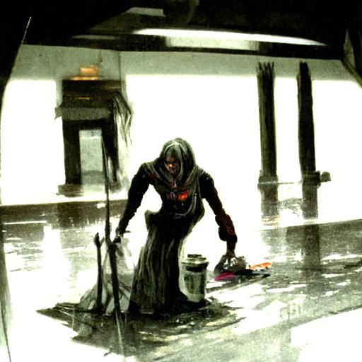 woman washing the floor