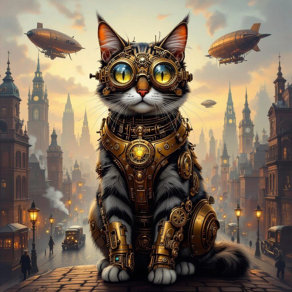Steampunk Cat  by @Dragonfied