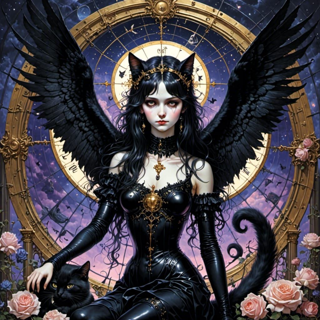 Beautiful black cat with lustrous shiny fur <lora:Purgatory Portraits:1.0> 