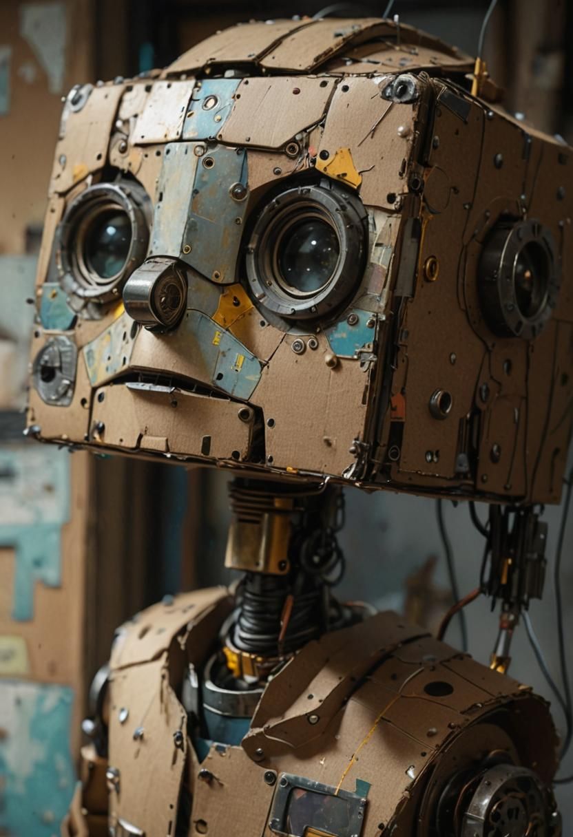 High resolution mock boy robot cardboard and tin  by @Barneystone
